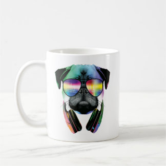 Dj PugとヘッドフォンPugおもしろい音楽 コーヒーマグカップ