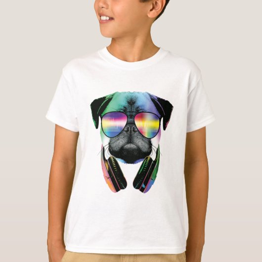 Dj Pug カッコいい Dog Tシャツ (正面)