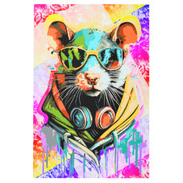 DJ Ratヘッドフォンクール- Rat 絵を描's メタルプリント