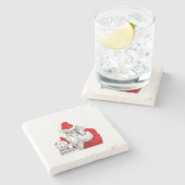 DJ Santa Clausクリスマストラックをミキシング ストーンコースター (横)