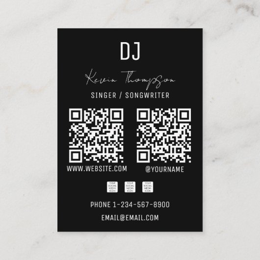 DJ Singer Songwriter Music 2 QR Code Professional  名刺 (裏面)
