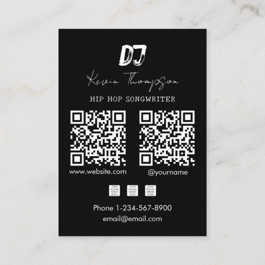 DJ Singer Songwriter Music 2 QR Code Professional  名刺 (裏面)