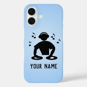 DJ Spinning Records, Disk Jockey for your name iPhone 16ケース