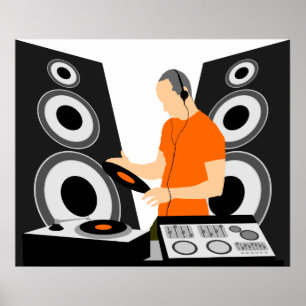 DJ Spinning Vinyl At Decks ポスター