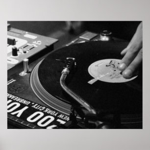DJ Vinyl Black and White Posterのサイズ/コスト編集 ポスター