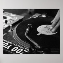 DJ Vinyl Black and White Poster編集サイズ/コスト