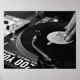 DJ Vinyl Black and White Poster編集サイズ/コスト ポスター