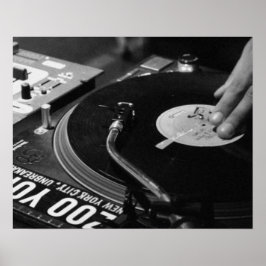 DJ Vinyl Black and White Poster編集サイズ/コスト ポスター