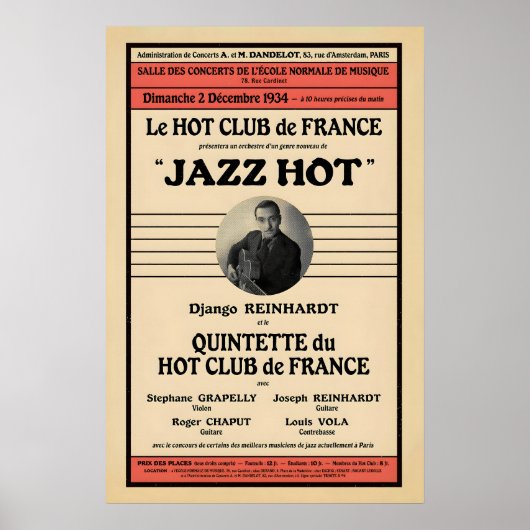 Django Reinhardt - Stephane Grappelli jazz poster ポスター (正面)