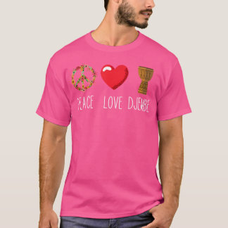 Djembe Drummer DjemobiistアフリカのドラムラブピースD Tシャツ