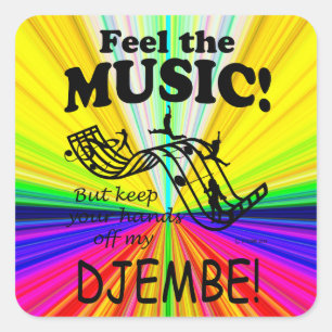 Djembe The Music 感じ Squareステッカー スクエアシール