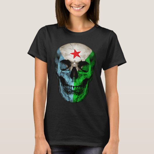 Djibouti Flag Skull Djibouti Roots Proud Patriotic Tシャツ (正面)