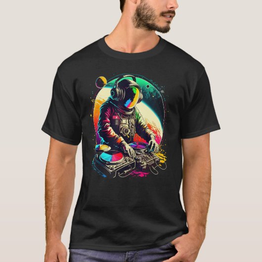 Djing機器Rave Acidテクノ衣装宇宙DJ Tシャツ (正面)