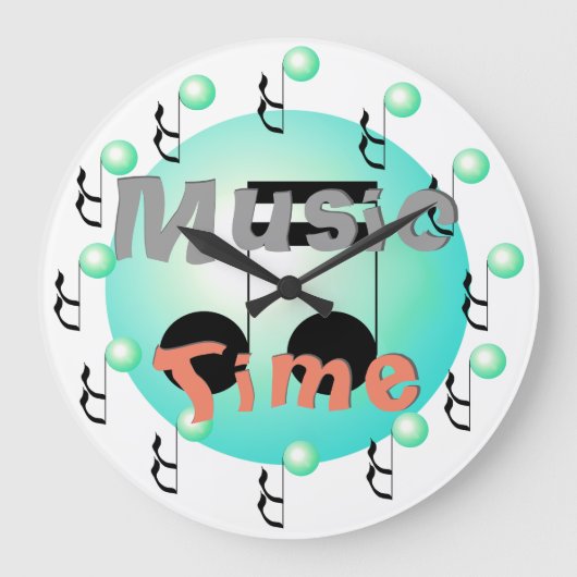 DJs音楽時間音楽的なミュージシャンはオーケストラにバンドを付けます ラージ壁時計 (正面)