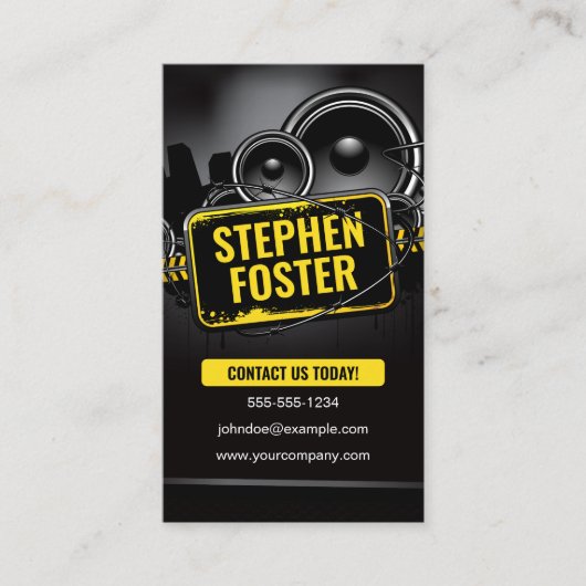 DJs Signer Music Producer Black Yellow Splash 名刺 (正面)