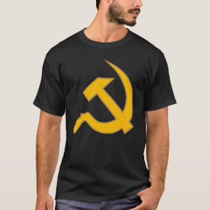 Dkの黄色及びタンのクラシックなハンマー及び鎌 Tシャツ