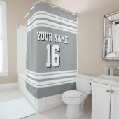 Dkグレーウィズホワイトストライプスポーツジャージー シャワーカーテン (インサイチュ)