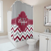 DkグレーウェイバーガンディLGシェブロン1ICBR名前モノグラム シャワーカーテン (インサイチュ)