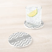 DkグレーホワイトLGシェブロンDkグレーネームモノグラム コースター (側面)