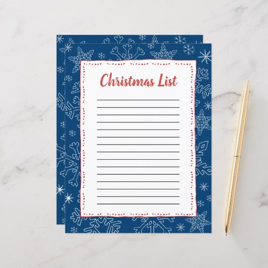DkブルースノーフレーククリスマスBGサンタウィッシュリスト (正面/裏面インサイチュ)