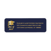Dk Blue | Gold Class of 2026 Graduation Cap Label ラベル (正面)
