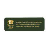 Dk Green | Gold Class of 2026 Graduation Cap Label ラベル (正面)