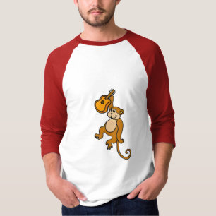DL-ギターのワイシャツを持つおもしろいな猿 Tシャツ