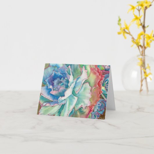 DLBによるEcheveriaの波立たせられた水彩画 カード (黄色い花)