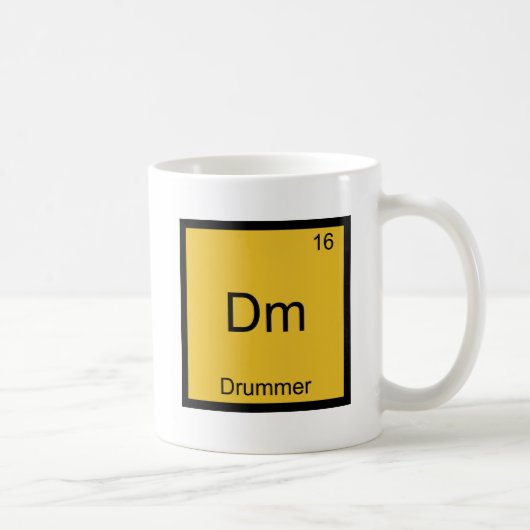 Dm - ドラマーおもしろ 化学元素記号Tシャツ コーヒーマグカップ (右)
