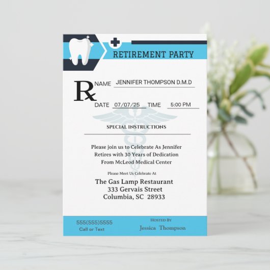 DMD医療処方箋パッド退職招待状 招待状 (スタンド正面)