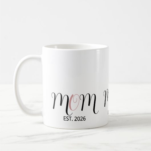 DMom Established Black Pink Script New Mom Gift コーヒーマグカップ (左)