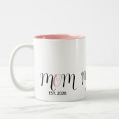 DMom Established Black Pink Script New Mom Gift ツートーンマグカップ (左)