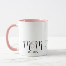 DMom Established Black Pink Script New Mom Gift マグカップ