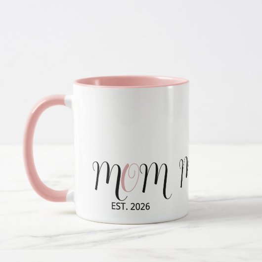 DMom Established Black Pink Script New Mom Gift マグカップ (左)
