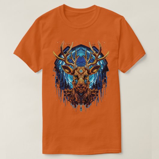 DMTアートサイケデリックトナカイ1 Tシャツ (デザイン正面)