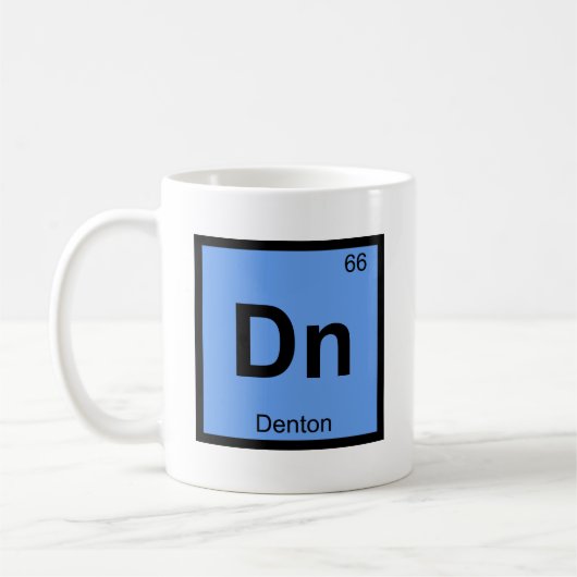 Dn – デントンテキサス州化学周期表記号 コーヒーマグカップ (左)