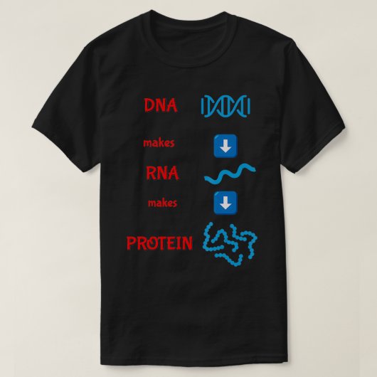 DNAがRNAをタンパク質分子細胞生物学に応用 Tシャツ (デザイン正面)