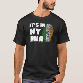 DNAに刻まれている インド国旗の指紋 メンズ レディース Tシャツ