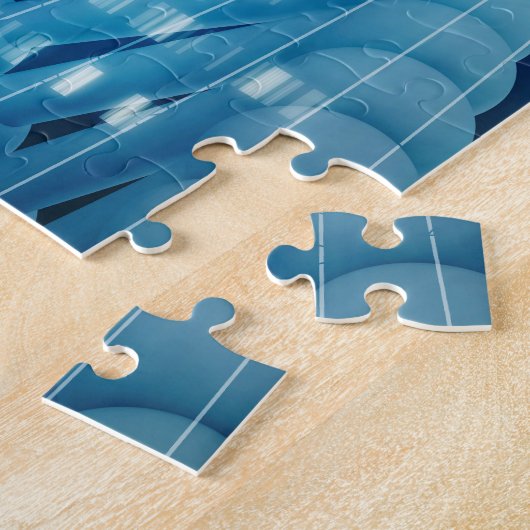 DNAの分子の螺旋形科学の抽象芸術の背景の芸術 ジグソーパズル (側面)