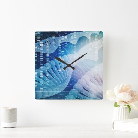 DNAの分子の螺旋形科学の抽象芸術の背景の芸術 スクエア壁時計 (ホーム)