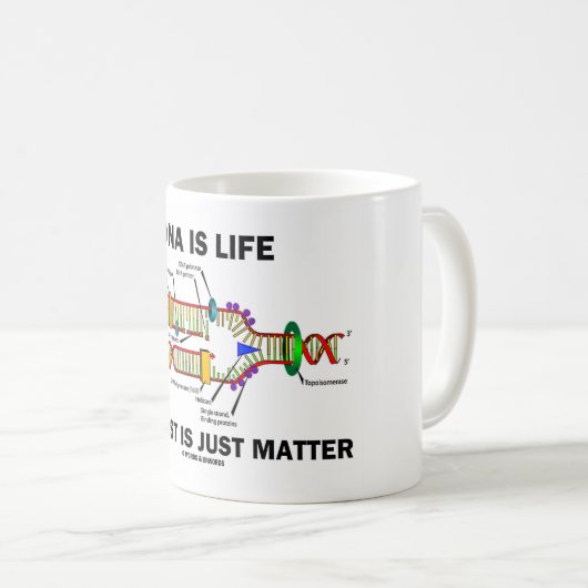 DNAは残りがちょうど問題(DNAの繊維)の生命です コーヒーマグカップ (正面右)