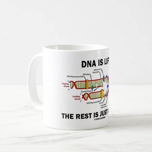 DNAは残りがちょうど問題(DNAの繊維)の生命です コーヒーマグカップ (正面左)