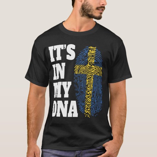 DNAスウェーデン国旗スウェーデンでうれしい Tシャツ (正面)