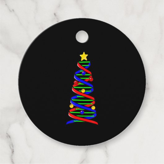 DNAヘリックスクリスマスツリー生命科学生物学 フェイバータグ (正面)
