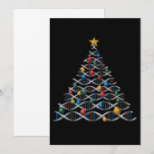 DNAヘリックス クリスマスツリー 生物学 サイエンス 先生 招待状 (正面/裏面)