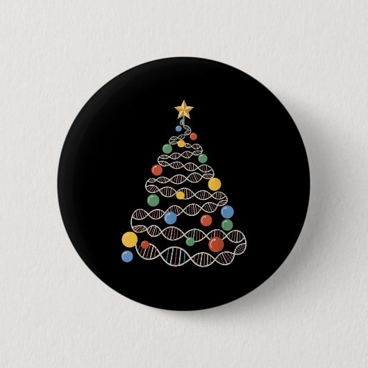DNAヘリックス クリスマスツリー 科学者 生物学 サイエンス 缶バッジ (正面)