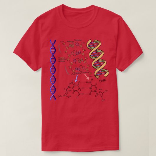 DNA二重ヘリックス化学式分子科学 Tシャツ (デザイン正面)