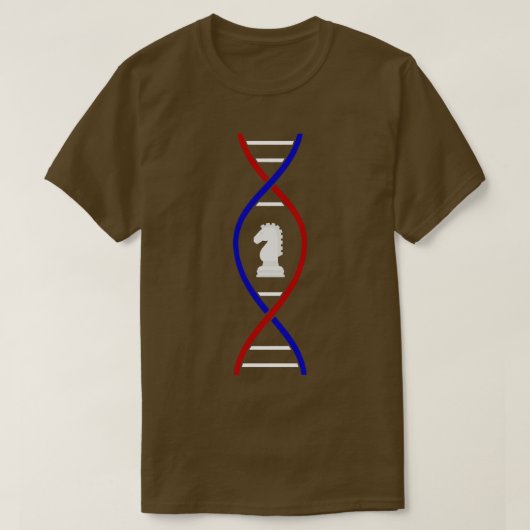 DNA付きチェス駒男性へ付きチェスギフト Tシャツ (デザイン正面)
