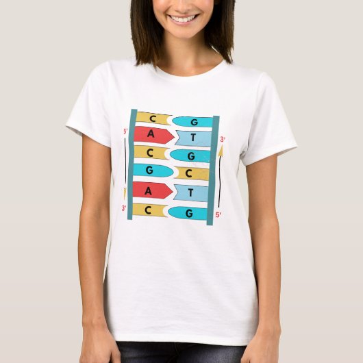 DNA分子構造 生物学サイエンスギフト Tシャツ (正面)