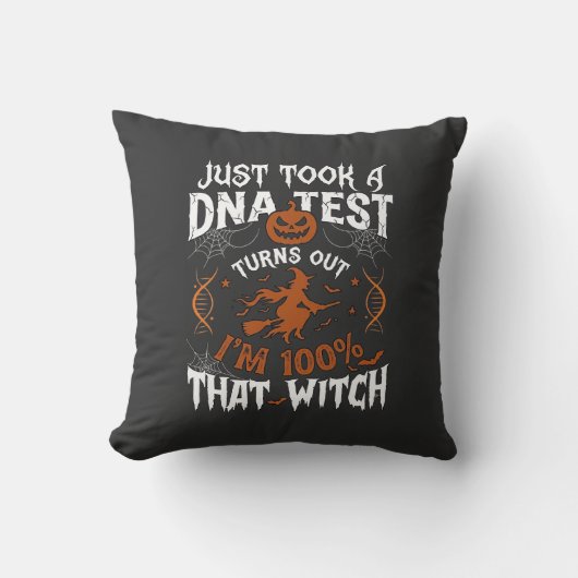 DNA検査の魔女 ハロウィン カボチャ クモの巣 クッション (正面)